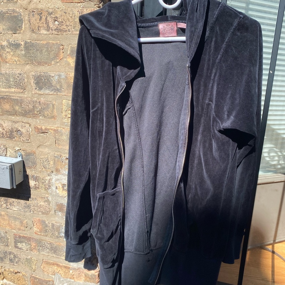 Juicy couture black velour hoodie. Size small